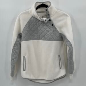 Abercrombie & Fitch Small Fleece Pullover Quilted Asymmetrical Snap Mock White